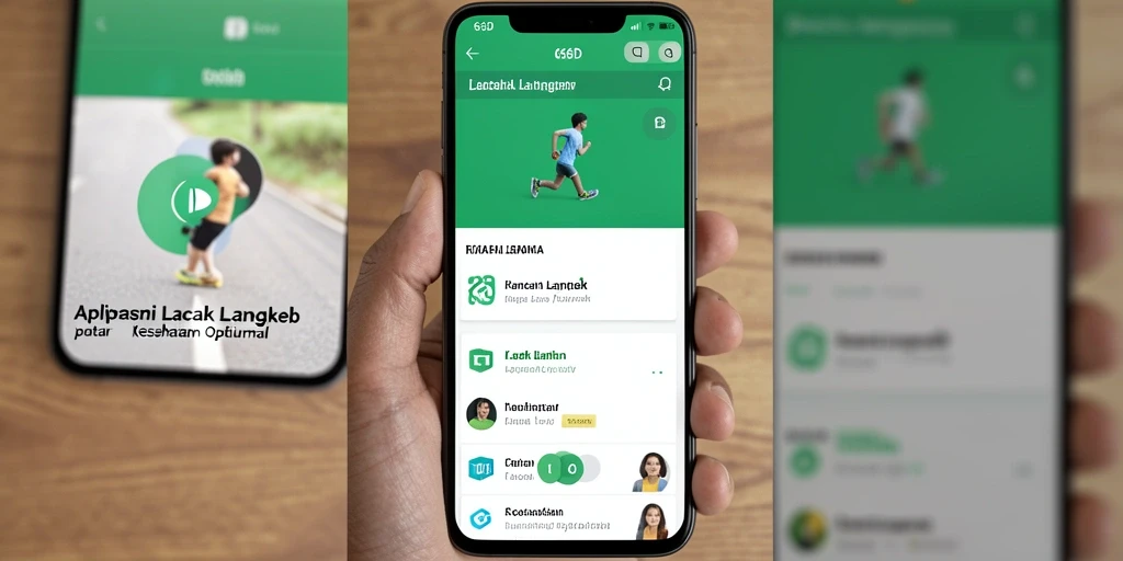Tampilan antarmuka aplikasi 66D untuk lacak langkah dan aktivitas harian.