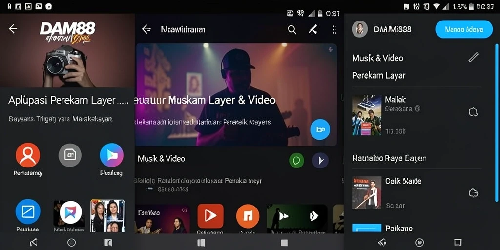 Antarmuka pengguna DAM88 untuk perekam layar yang intuitif dan mudah digunakan.