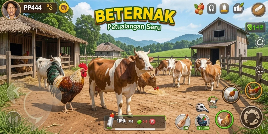 Tampilan antarmuka menarik dari game Beternak PP444.