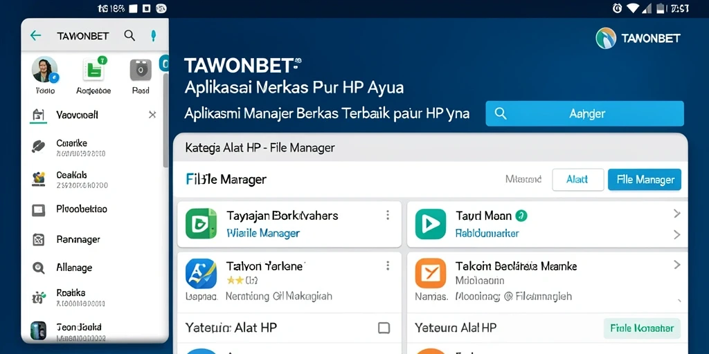 Tampilan antarmuka aplikasi File Manager TAWONBET yang sederhana dan intuitif.