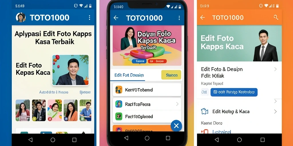 Screenshot antarmuka TOTO1000 menunjukkan fitur Edit Foto Kertas Kaca yang menarik.