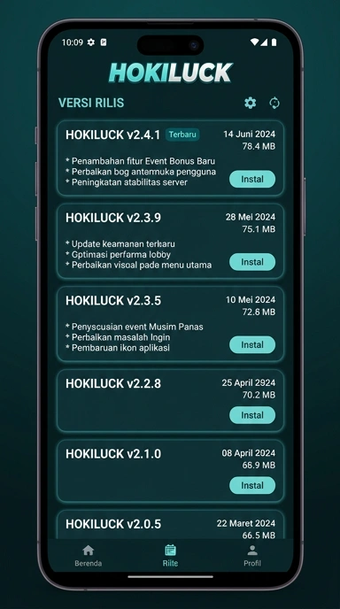 Riwayat Versi Terbaru APK hokiluck untuk Android